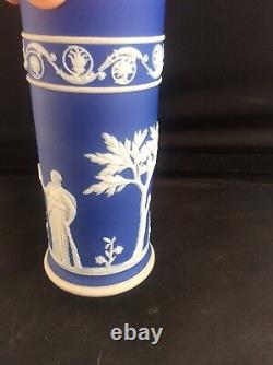 Antique Wedgwood c1900 Cobalt Blue Melpomene Urania Spill Vase Jasper Ware 5.5