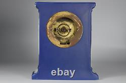 Antique c1900 Wedgwood Jasperware Cobalt Blue Clock Figures