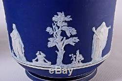 B383E Adams Jardiniere Cache Pot Jasperware, in White over Cobalt Blue
