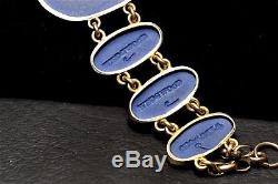 BEAUTIFUL ANTIQUE ENGLISH Blue & 14K GOLD WEDGWOOD CAMEO BRACELET Jasperware