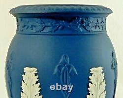 Beautiful Large Antique/Vtg 7.5 Wedgwood Dark Blue Jasperware Vase