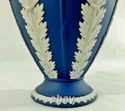 Beautiful Large Antique/Vtg 7.5 Wedgwood Dark Blue Jasperware Vase