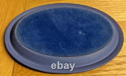 Beautiful Rare Vintage Wedgwood Portland Blue Jasperware Ink Well And Pen Tray