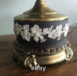 Black Vintage Wedgwood Jasperware Table Lamp With Grapevine Design