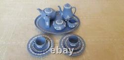 Blue Wedgwood jasperware miniature tea set