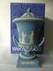 Boxed Large Wedgwood White On Pale Blue Jasperware Campana Urn Vase & Cover 13