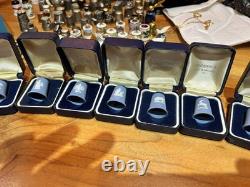 Boxed Wedgwood Blue Japserware Thimbles Zodiac Set of 12
