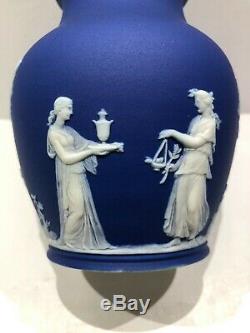 C. 1840 Wedgwood Deep Cobalt Blue 5 Vase Jasperware Psyche Bound To Tree