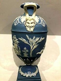 C. 1840wedgwood Jasperware Blue Vase/urn 627 Cherubs Playing Rare 6.5 Code V