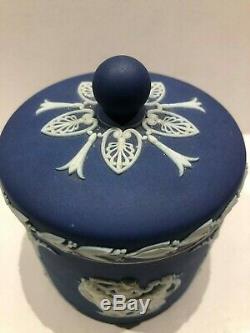 C. 1868 Wedgwood Cobalt Blue Jasperware Tobacco Jar THREE GRACES, CORIOLANUS