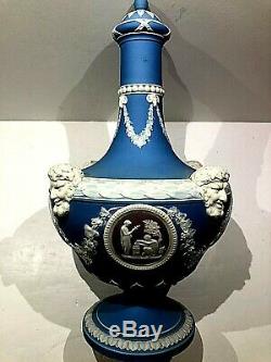 C. 1871 Wedgwood JASPERWARE TRI-COLOR Blue Barbers Bottle 10.5 CLEAN DETAILS