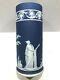 C. 1871 Wedgwood Jasperware Cobalt Blue Spill Vase Neoclassical Mint Code Z