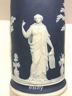 C. 1871 Wedgwood Jasperware Cobalt Blue Spill Vase Neoclassical MINT CODE Z