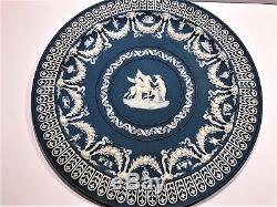 C. 1880's Set of (3) Wedgwood Blue JasperWare Muses Trophy Plates Unique