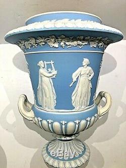 C. 1885 Wedgwood Pale Blue Jasperware Campana Urn 9.5 Code N Very Nice