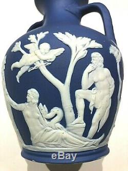 C. 1891 Wedgwood Cobalt Blue Dipped Jasper Ware 6 Portland Vase Nice SHARP