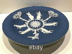 C. 1891 Wedgwood Jasperware Cobalt Blue Large Plate-stunning Motifs Rare Piece