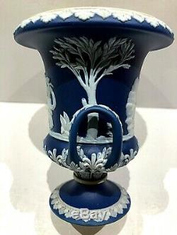 C. 1891 Wedgwood Portland Blue Jasperware Campana Urn 4.5 Mint Condition