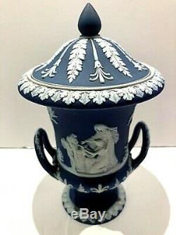 C. 1891 Wedgwood Portland Blue Jasperware Campana Urn 6 Mint Condition