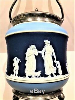 C. 1891 Wedgwood Tri-Color Jasperware Biscuit/Cookie Jar WithPerfume BottlesNice