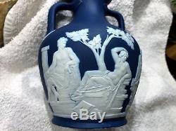 C. 1895 Wedgwood Dark Blue Dip Jasper Ware 6 Portland Vase MINT & NICE