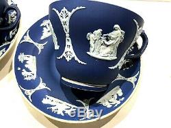 C. 1910 Wedgwood Cobalt Blue JasperWare Coffee Cups & Saucers (PAIR) STUNNING
