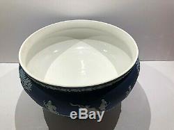 C. 1910 Wedgwood Jasperware Cobalt Blue Imperial Round Footed Bowl 9X6 MINT