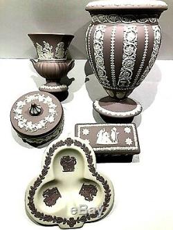 C. 1961 80 Wedgwood Lilac Colour (5) Piece Set Jasperware Vase #1271 Mint