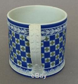 C1795 Wedgwood Tri-colour Blue Dipped Japser Diceware Quatrefoil Cup & Saucer