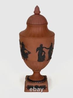 C1820 Wedgwood Brown On Terracotta Jasper Neoclassical Dancing Hours Lidded Vase