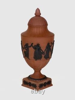 C1820 Wedgwood Brown On Terracotta Jasper Neoclassical Dancing Hours Lidded Vase