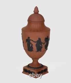 C1820 Wedgwood Brown On Terracotta Jasper Neoclassical Dancing Hours Lidded Vase