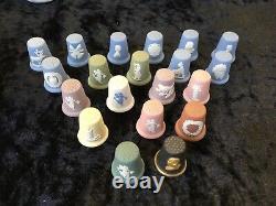 Cased 32 Assorted Vintage Wedgwood Jasper Ware Various Thimbles Collection
