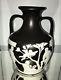 Circa 1850 Wedgwood Large 10.25 Black Dip Jasperware Portland Vase