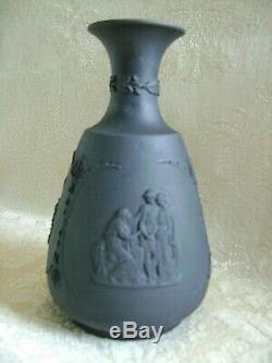 Circa 1900 Antique Wedgwood Black Basalt Jasperware Bud Vase