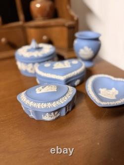 Collection of Wedgwood powder blue Jasperware decorative ceramic items