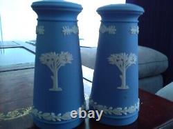 Commemorative Wedgwood Blue & White Jasperware Cow & Gate Salt Pepper Pots 1959