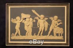 Delicate Antique Wedgwood Jasper Ware Marriage of Cupid and Psyche Framed Plaque