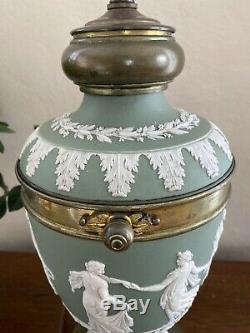 Dudson Jasperware Wedgwood Style Green Jasperware Dancing Hour Vase To Lamp