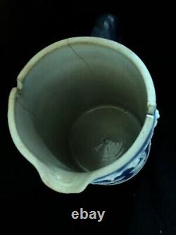 Early Antique Blue Wedgwood Jasperware Hot Water or Milk Jug with Pewter Lid