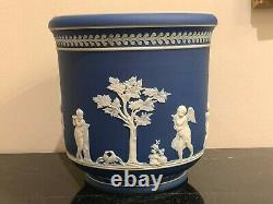 Early William Adams Wedgwood Pottery Blue Jasperware Cherubs Planter