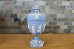 Elegant Antique Wedgwood Light Blue Jasperware Dancing Hours 10 Urn (c. 1879)