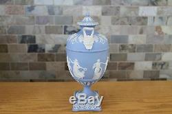 Elegant Antique Wedgwood Light Blue Jasperware Dancing Hours 10 Urn (c. 1879)
