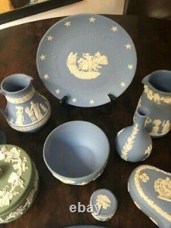 Estate Wedgwood Jasperware 20 Pc Lot Blue, Green, Yellow, Lilac and Brown Shell