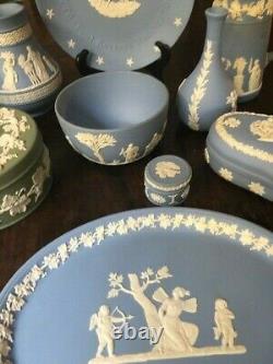 Estate Wedgwood Jasperware 20 Pc Lot Blue, Green, Yellow, Lilac and Brown Shell