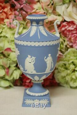 Exceptional, Wedgwood Blue Jasperware Handled Urn -The Muses