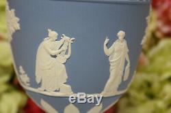 Exceptional, Wedgwood Blue Jasperware Handled Urn -The Muses