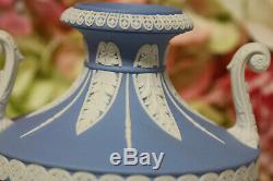 Exceptional, Wedgwood Blue Jasperware Handled Urn -The Muses