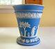 Extra Large Wedgwood Blue Jasperware Neoclassical Figures Vase, 8 1/4'' X 7 1/4'