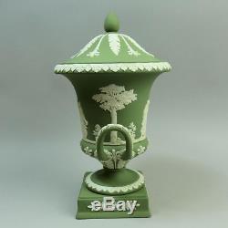Fine Wedgwood Green Jasper Ware Campana Form Pedestal Vase C. 1969